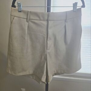 Off white leather shorts